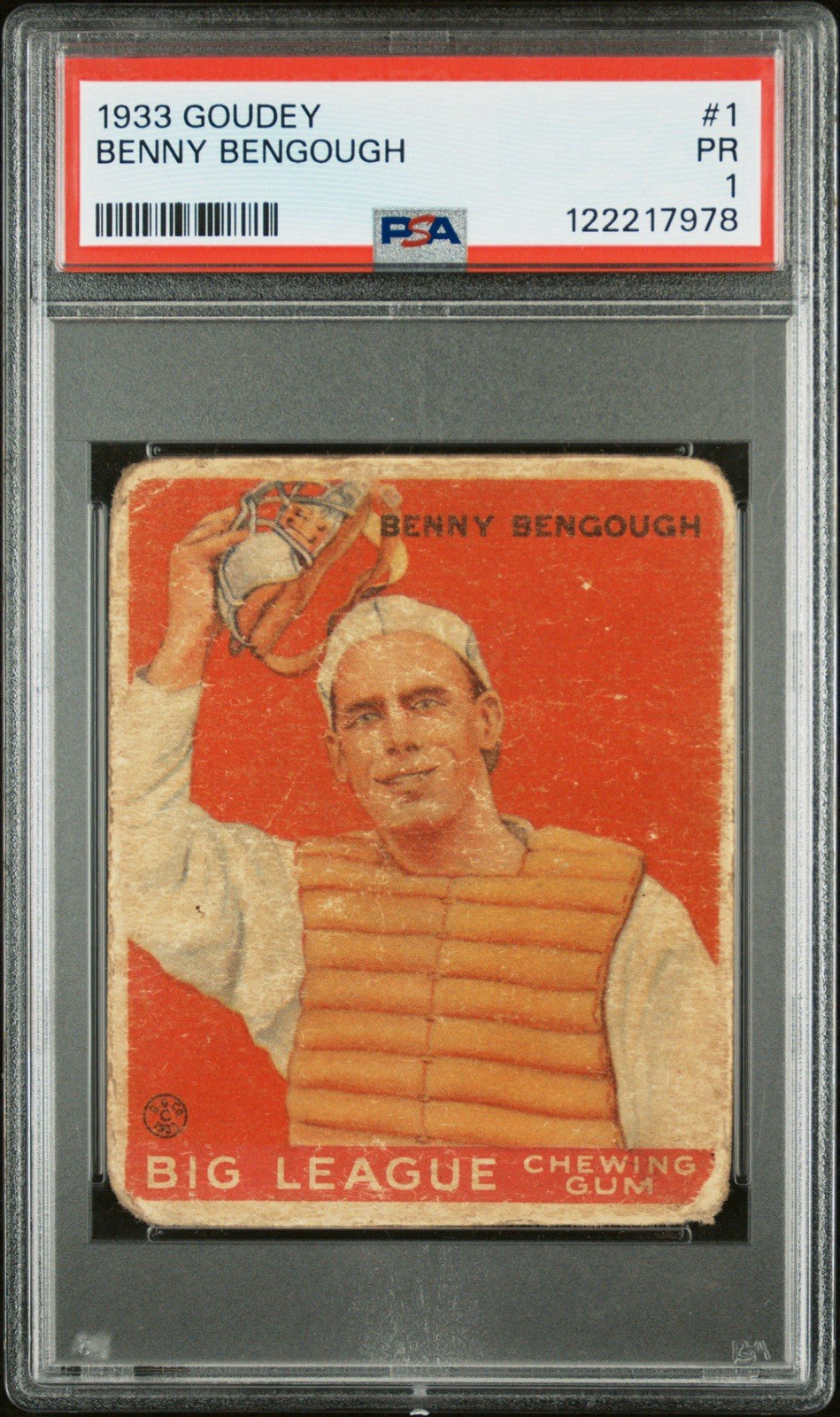 1933 Goudey Set Break Benny Bengough #1 PSA 1 St. Louis Browns
