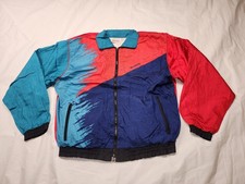 VTG TOYOTA Motorsports Men's Colorblock Nylon Windbreaker Jacket Red/Blue/Red/