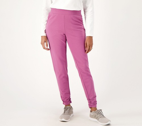 Denim & Co. Women's Plus Sz Pants 3X Active French Terry Ankle Pink A566744