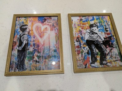 Konvolut zwei Mr. Brainwash gerahmte Kunstdrucke Höhe 25,3 cm