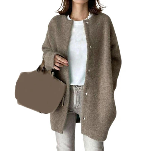 Coat Solid Color Knitted Japan Korean Style Pure Color Coat Autumn Winter