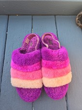 UGG FLUFF YEAH PRIDE SLIDE PURPLE RAINBOW SHEEPSKIN WOMEN'S SLIPPERS SIZE US 10