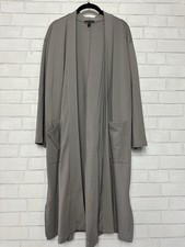 EILEEN FISHER Gray/Taupe TENCEL Ponte Knit Mid Length Robe Size Medium