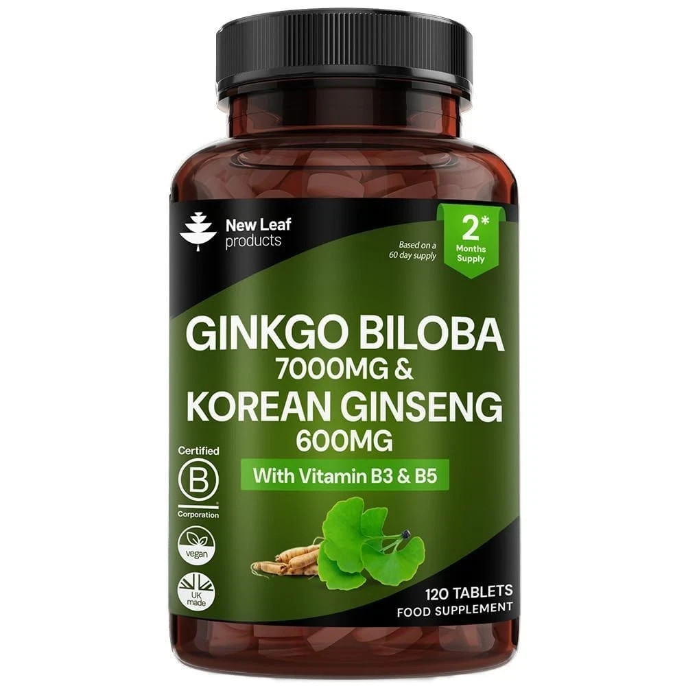 Ginkgo Biloba & Korean Ginseng Tablets 120 Vegan New Leaf