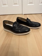 Mens Cole Haan Black Leather Loafers Buckle A...