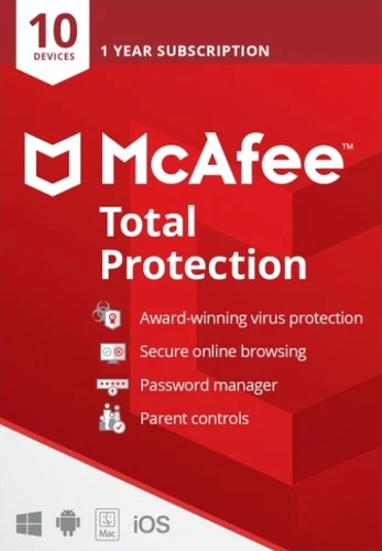 McAfee Total Protection 2025 10 Devices 1 Year Antivirus Security