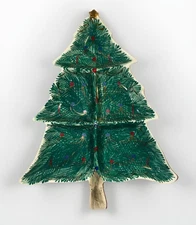 VTG Hand painted Italian Christmas Tree Shaped Divided Relish Dish 14" x 11"