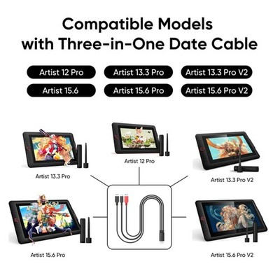 XPPen 3-in-1 Cable for Artist 12 Pro/13.3 Pro/15.6 Pro