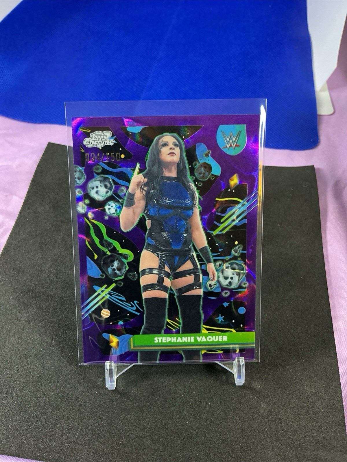 2026 Topps Cosmic Chrome WWE STEPHANIE VAQUER Purple Nebula Refractor /150 #3 H2