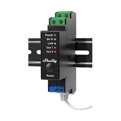 Shelly Relais ''Pro 2PM'' WLAN LAN Max. 25A 2 Kanäle 1 Phase BT Messfunktion DIN-R