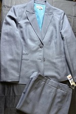 Le Suit Gray Pinstripe 2-Piece Pantsuit Women s Size 18 NWT Blazer Pants