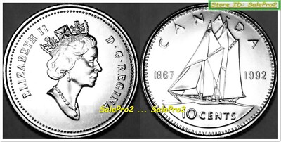 CANADA 1867 1992 DIME CANADIAN SHIP QUEEN ELIZABETH RARE 10 CENT
