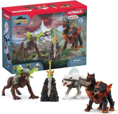 Schleich Eldrador Kit Démarrage 72179 Cerberus, Wolf Of Snow, Monster Of Stone