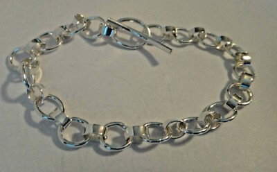 7,75 Zoll Sterlingsilber 9 gr 6 mm Rund 10x8 mm Oval Glieder Bettelarmband Knebelverschluss
