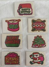 Vintage 80s Lot Of 7 Spindex Scratch Sniff Christmas Stickers Pine Scent