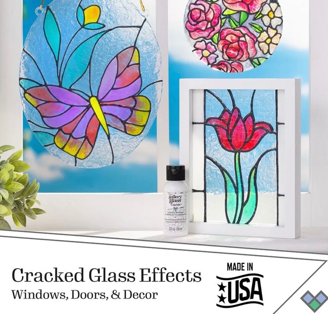 Gallery Glass Crackle Medium, Stained Glass Effect Paint by Plaid, New