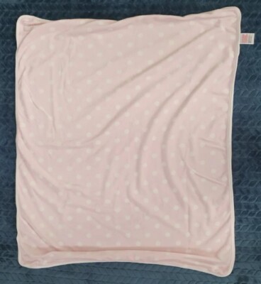 Mothercare Pram Blanket Pink White Spots Reversible Fleece Cotton