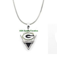 Green Bay Packers Team Logo Necklace On 925 Sterling Silver Snake Chain 4 Sizes
