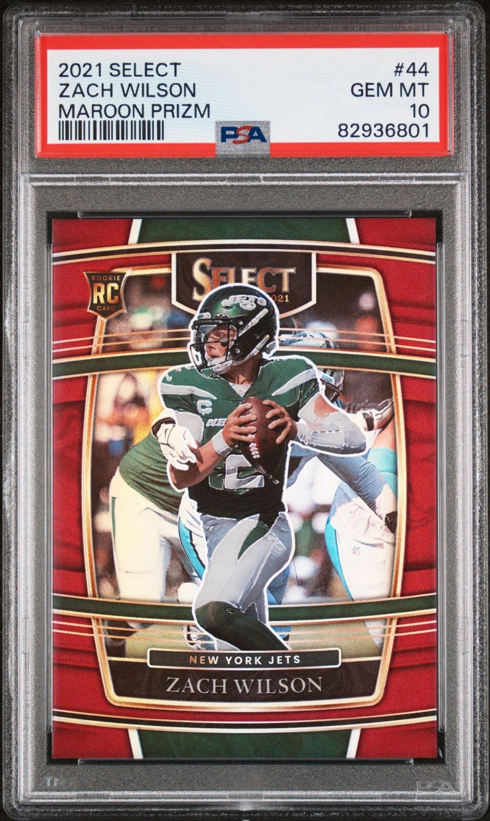 2021 Panini Select Concourse Maroon Prizm /149 Zach Wilson #44 Rookie RC PSA 10