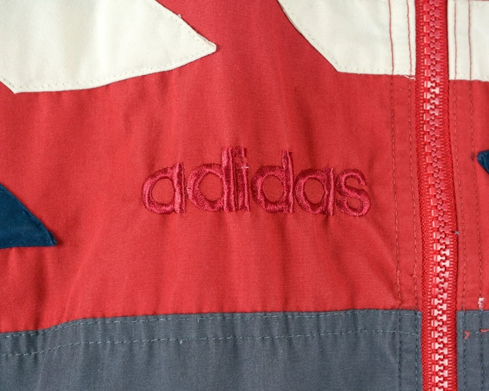 Adidas 1990s Hommes L Rétro Survêtement Pull Veste Sport Fermeture Éclair Rouge - Photo 3/4