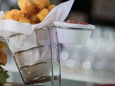 TABLECRAFT ~ MERANDA SIDE BASKET Serve sauce with your sides ~ Stainless Steel