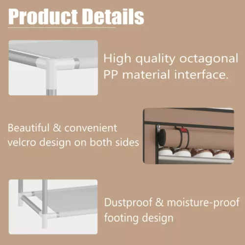Shoe Rack 10 Layers 9 Shelf Shoes Standing Cabinet Storage Organizer Dustproof - Picture 8 of 12