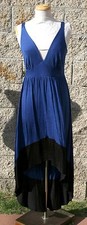 PLus size jersey dress, high-low, knee length, blue, size 1X,2X,3X, made in USA
