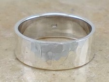 THICK .925 STERLING SILVER 8MM HAMMERED BAND RING size 6 style r2338