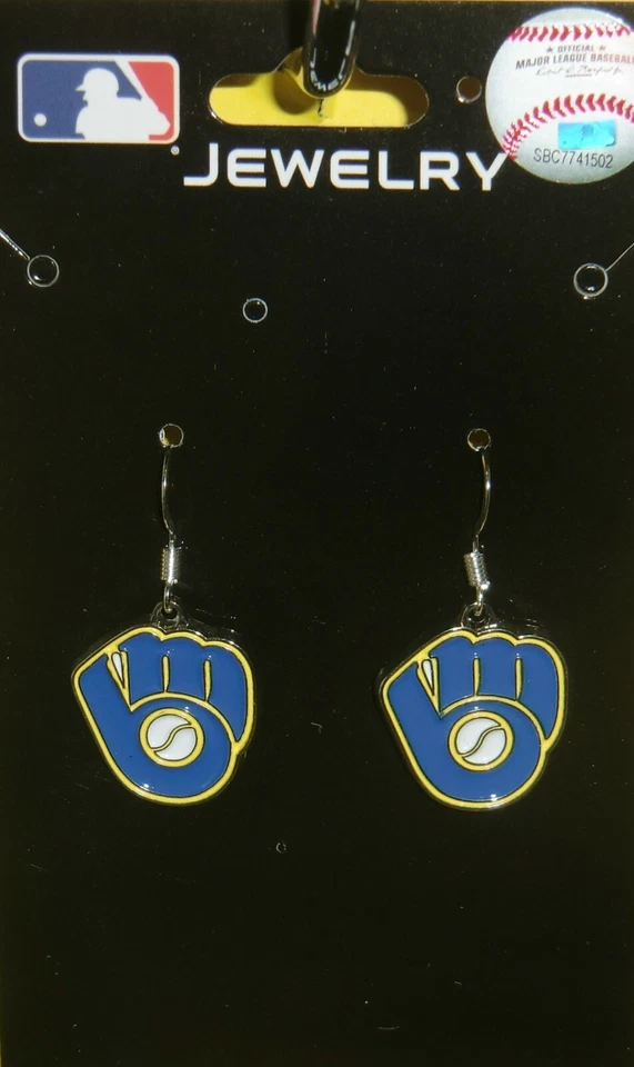 Milwaukee Brewers Dangle Earrings (chrome) MLB Licensed Baseball Jewelry - Image 2 of 3