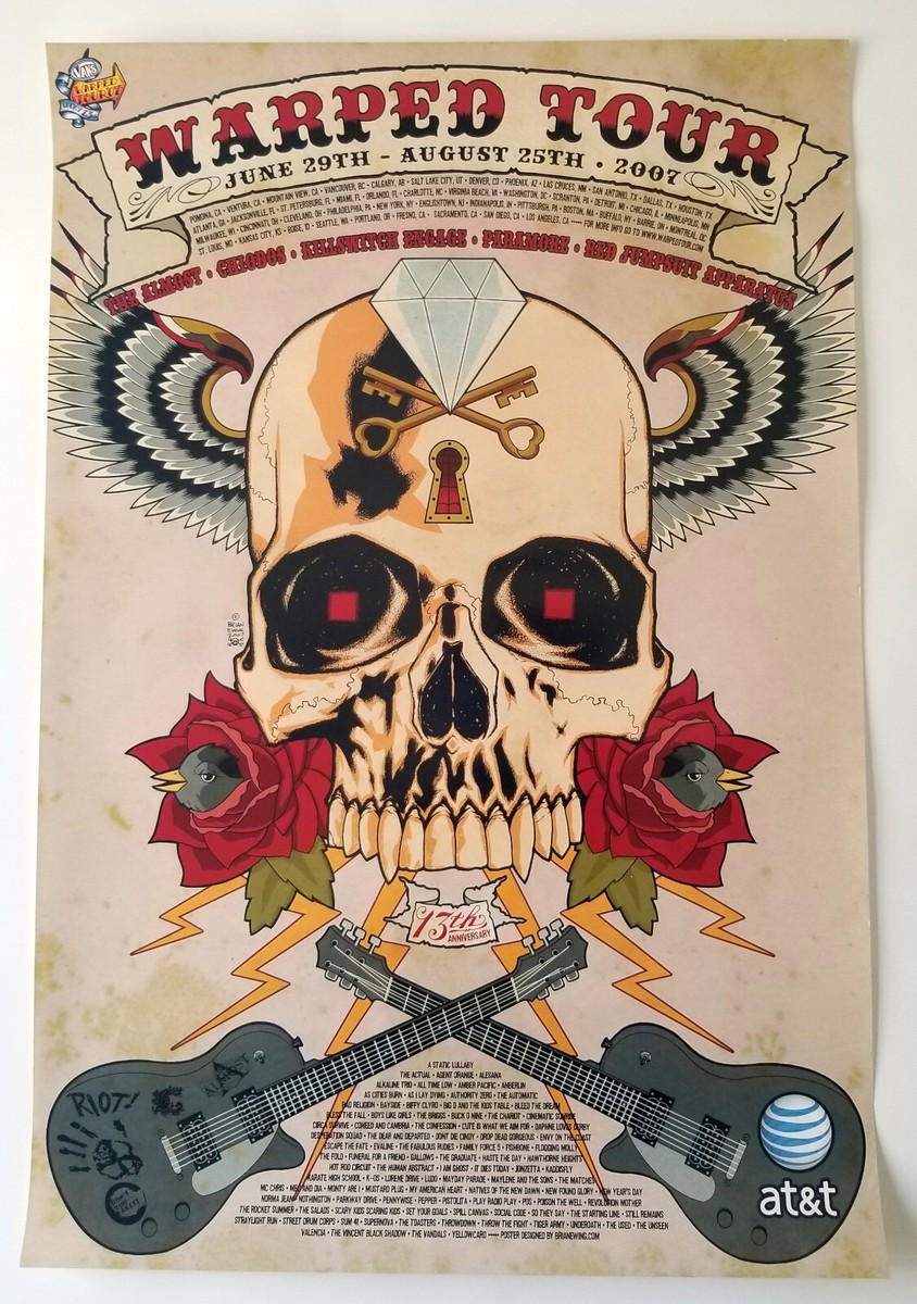 Vans Warped Tour 2007 Lineup Poster Paramore Circa Survive Coheed