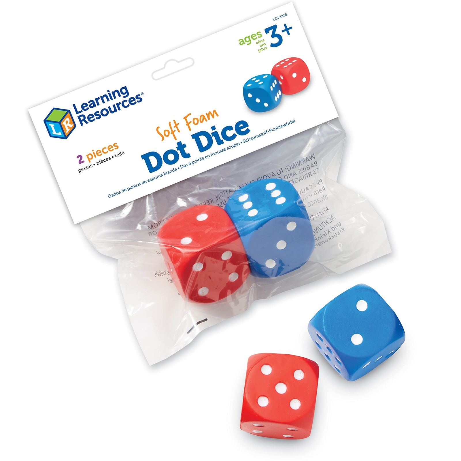 Colorful 6-Sided Red & Blue Foam Dot Dice for Kids Early Learning-image