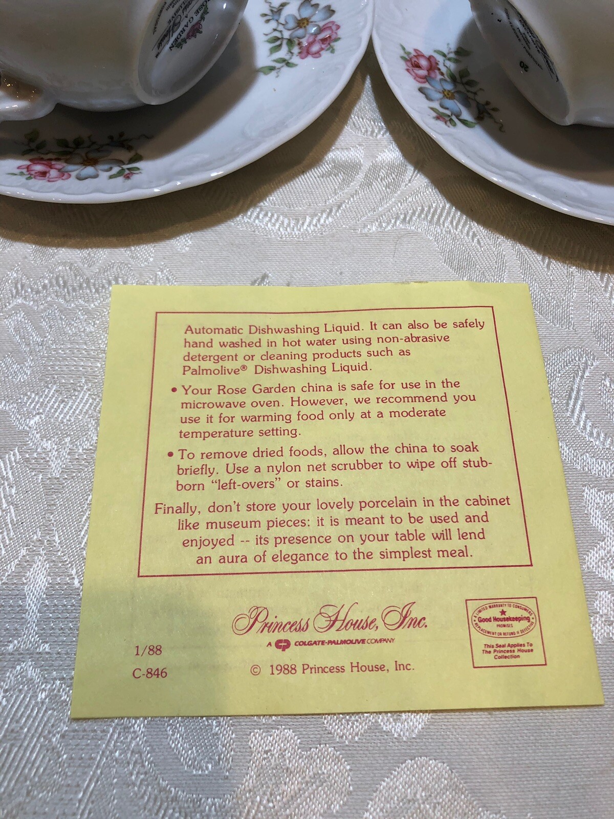 Vintage Princess House Rose Garden Tea Cups & Saucers, Set of Four,New