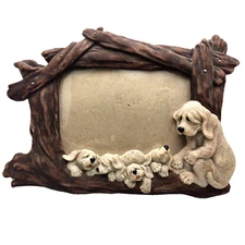 Yellow Lab Dog Family Puppies QUARRY CRITTERS Picture Frame Vintage