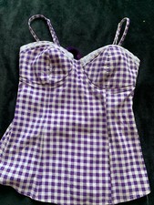 AMISU**DIRNDL**BLUSE**CORSAGE**GILET**LILA KARIERT**GR.S***