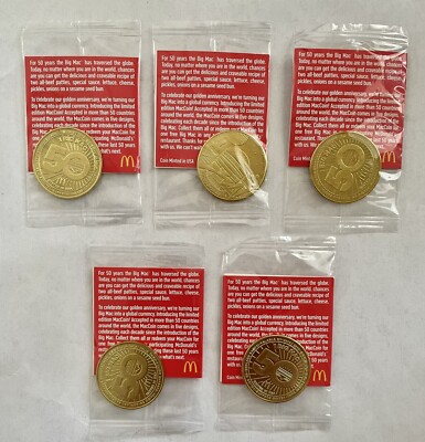 RARE COMPLETE SET OF 5 SEALED MCDONALD'S BIG MAC 50 ANNIVERSARY