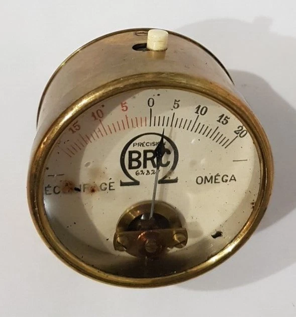 ancien outil de mesure BRC Eclairage /Omega voltmètre Ampèremètre Laiton - Photo 2/4