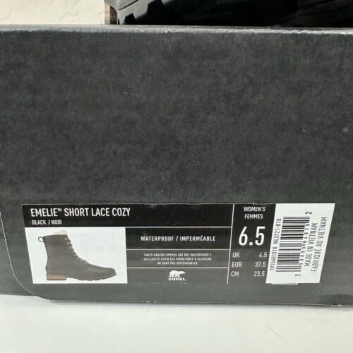Sorel Damen Stiefel schwarz Emilie kurze Spitze kuschelig Lammfell Bootie Größe 6,5 - Bild 6 von 7
