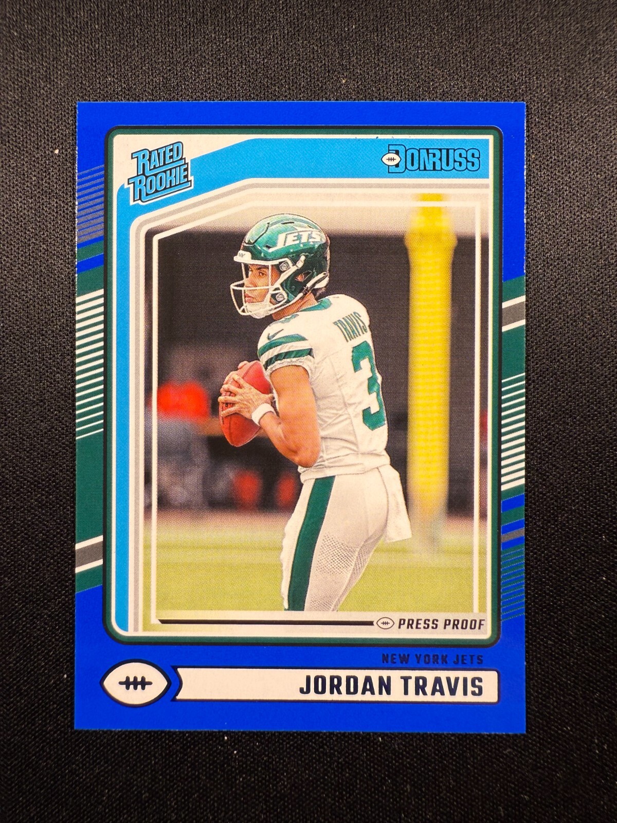 2024 Panini Donruss - Rated Rookie Jordan Travis #349 (RC) Blue Press Proof
