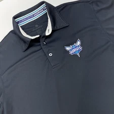 Charlotte Hornets Level Wear Short Sleeve Polo Shirt Men M Black Logos
