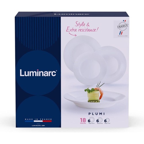 LUMINARC Servizio di piatti Plumi Bianco 18 pezzi Offerta Limitata ✅ - Foto 2 di 2