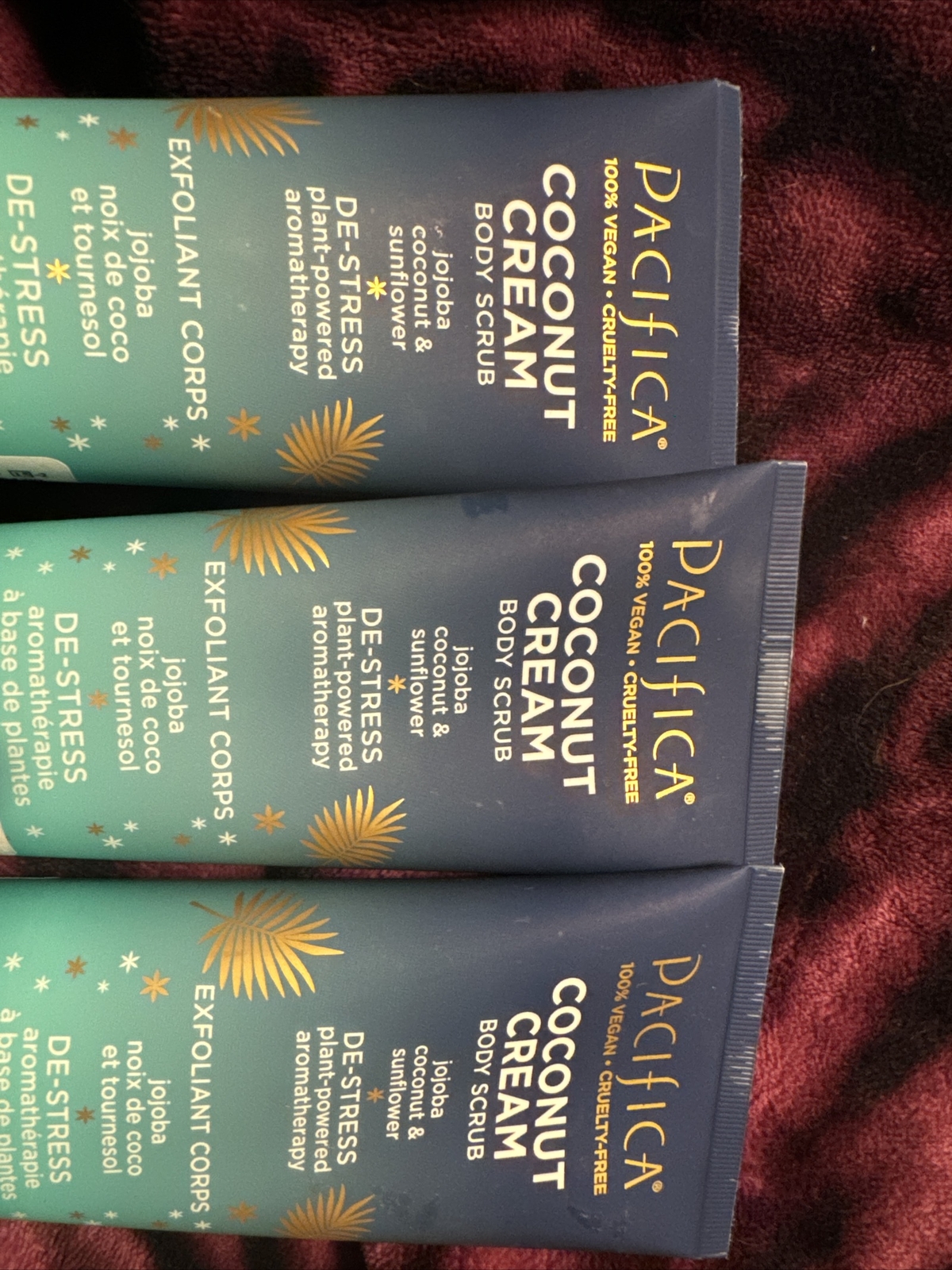 LOT of 3 Pacifica Coconut Cream Body Scrub Jojoba Coconut & Sunflower