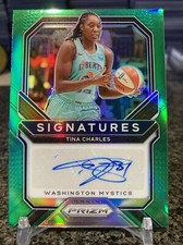 2021 Prizm WNBA Signatures Tina Charles Auto Green Prizms Refractor SP Mystics!!