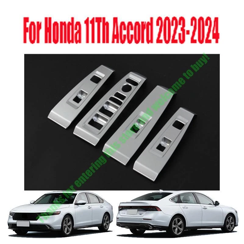 For Honda Accord EX 2023~2024 ABS Matte Silver Window Lift Lock Switch Panel 4PC