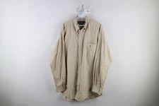 Vtg 90s Ralph Lauren Mens Large Faded Collared Button Down Shirt Beige Cotton