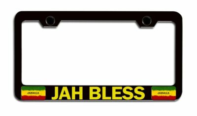 JAH BLESS Jamaican Steel License Plate Frame (CAN BE PERSONALIZED)