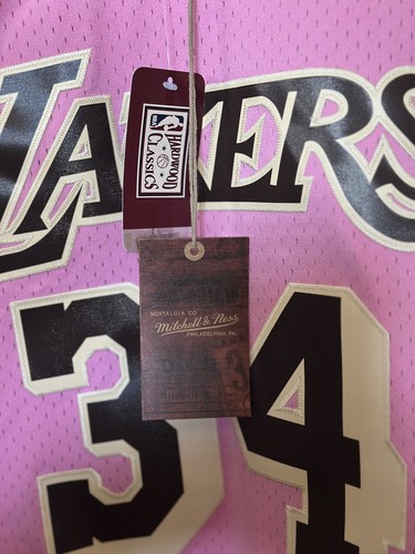 Mitchell & Ness NBA Pink Brown Sugar Bacon Swingman Jersey Lakers 1996 O'Neal - Picture 3 of 6