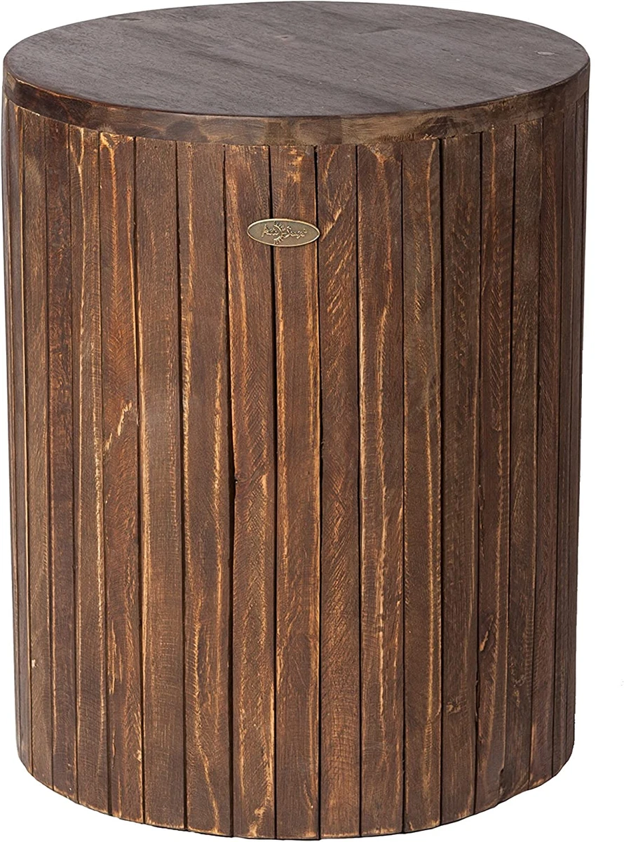 Patio Sense 62421 Michael round Rustic Garden Stool Wood Outdoor