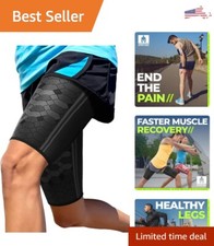 Premium Thigh Compression Sleeves - Hamstring Support - Breathable - Black