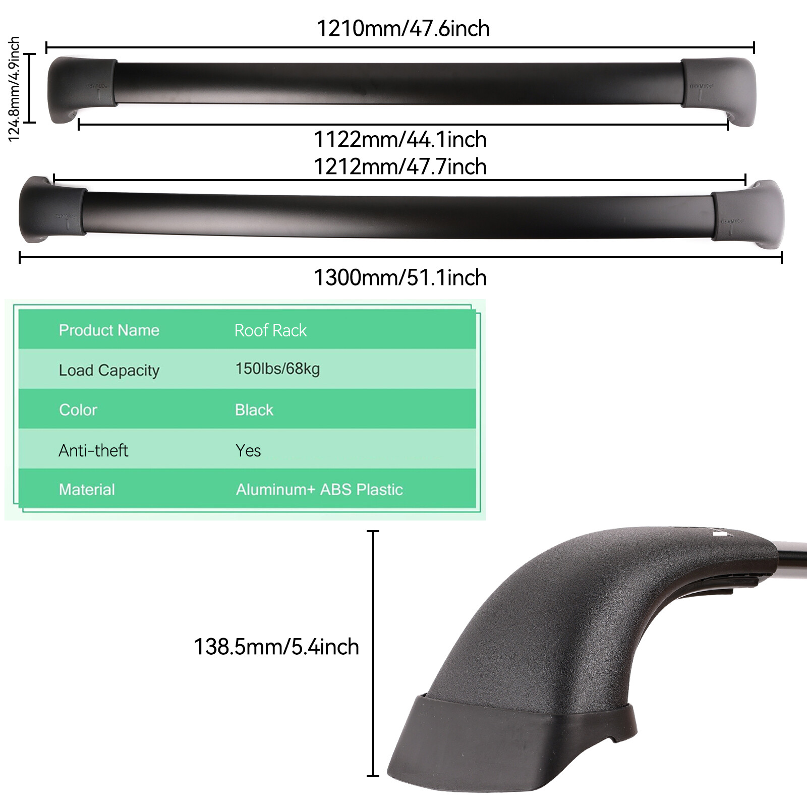 Roof Rack Cross Bars Luggage Carrier For Tesla Model Y 2020 2021 2022 2023 2024