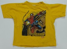 Rare VTG MARVEL Spider-Man T Shirt 90s Superhero Comics Yellow Youth READ MSMTS